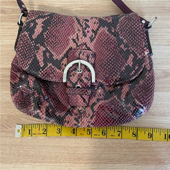 Coach Snakeskin Python Burgundy Purple Silver Small Crossbody Purse Bag - Picture 10 of 11